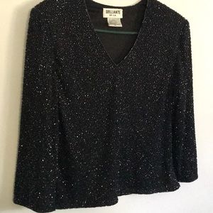 Blk seed bead pull over; small XL. @ a 14 petite.